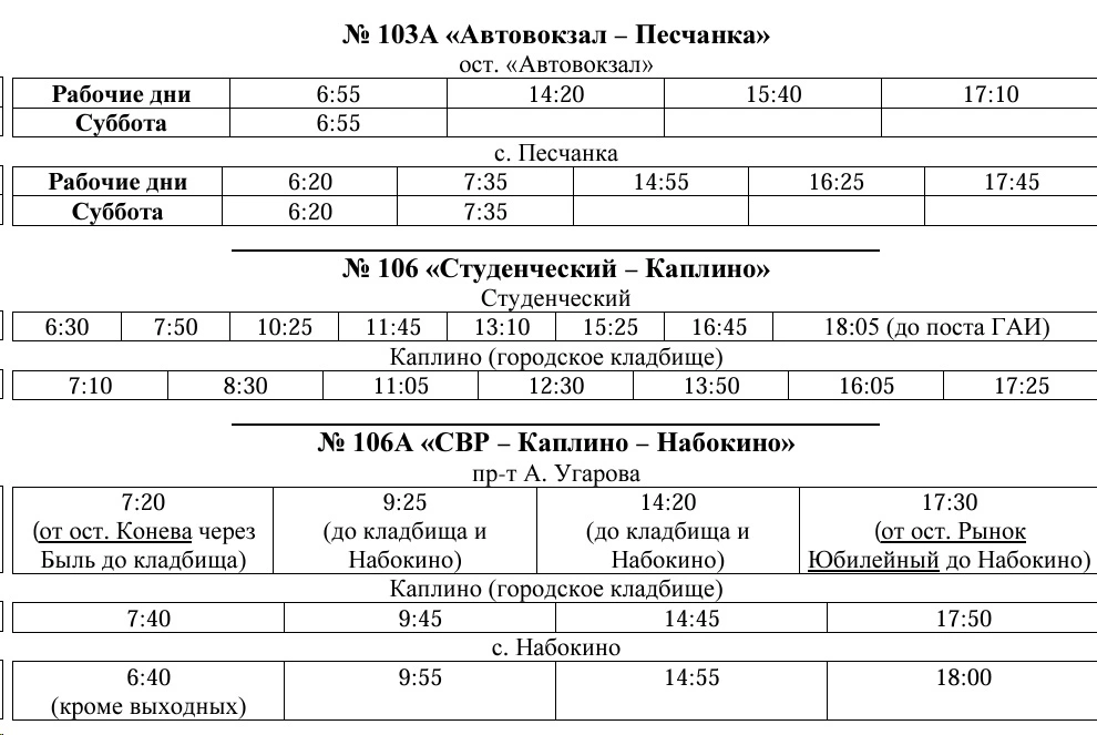 103а Автовокзал - Песчанка