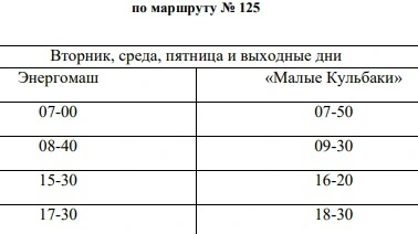 125 Завод «Энергомаш» - Малые Кульбаки