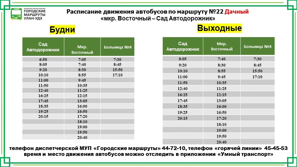 №22 Дачный: мкр. Восточный - Сад "Автодорожник"