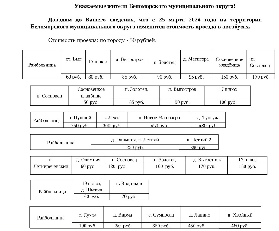 Цена билета Беломорск