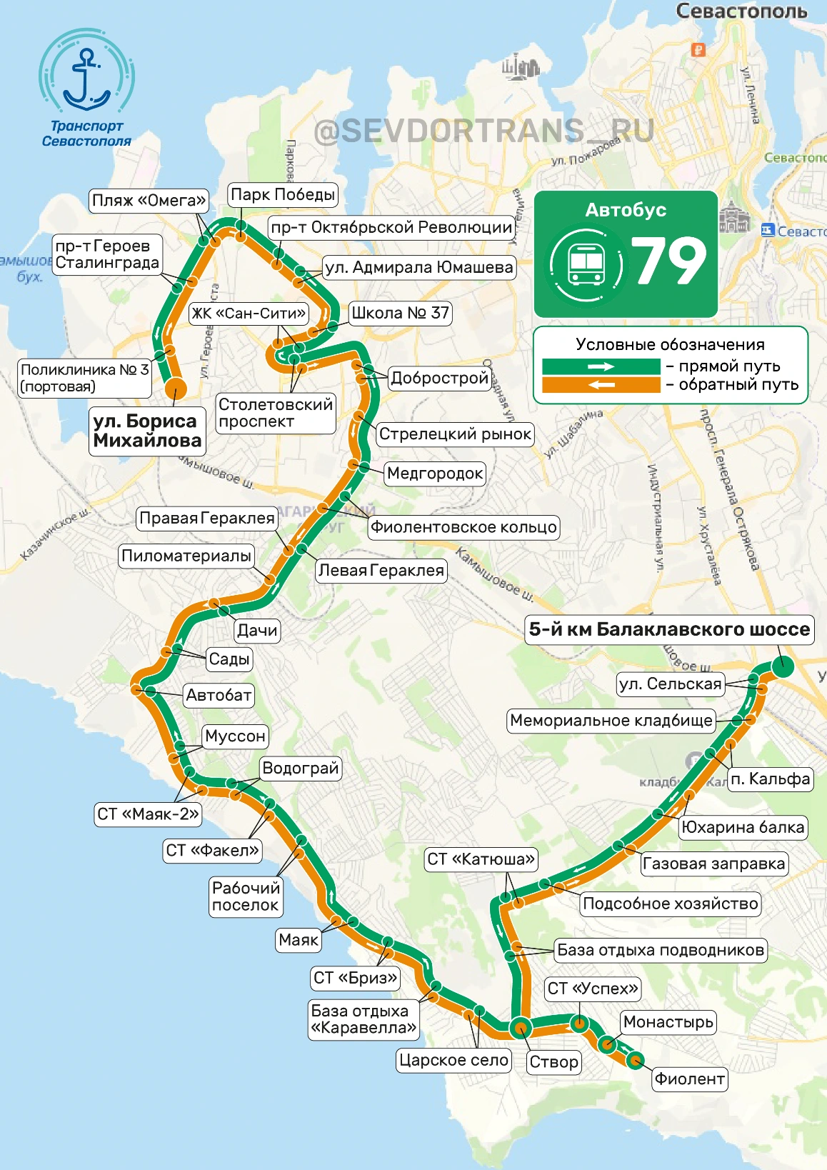 79 5-й км Балаклавского шоссе ─ ул. Бориса Михайлова - схема