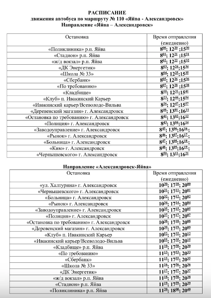 № 110 «Яйва – Александровск»