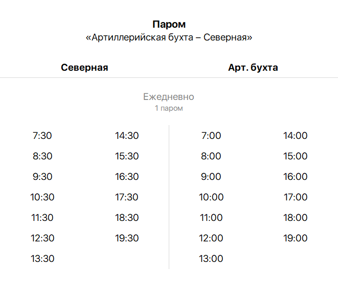 Паром «Артиллерийская бухта – Северная»