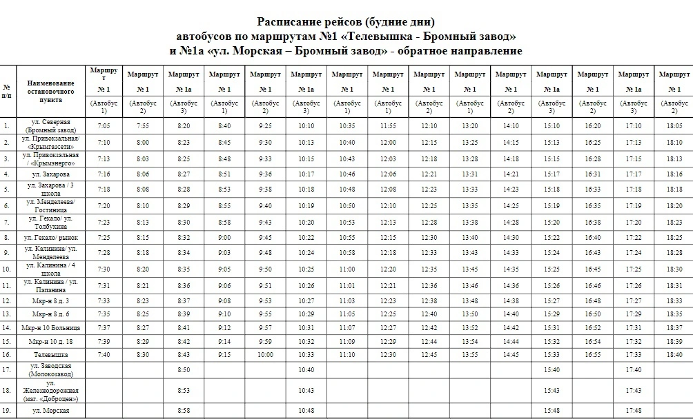 №1а ул. Морская - Бромный завод 