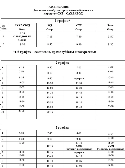 № 1,2 «Сах.завод – СХТ - СОМ» № 1,3 «Сах.завод – СХТ - СОМ»