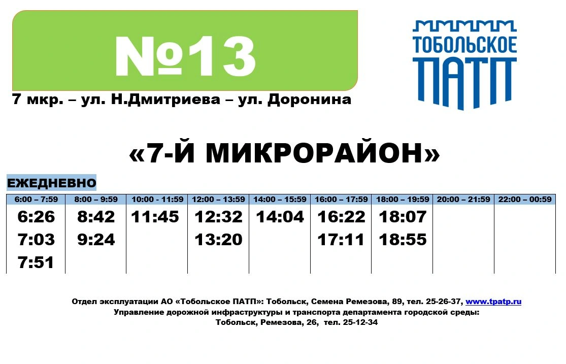 «7 микрорайон – ул.Доронина через ул. Н.Дмитриева» «7 микрорайон – ул.Доронина через ул. Н.Дмитриева»