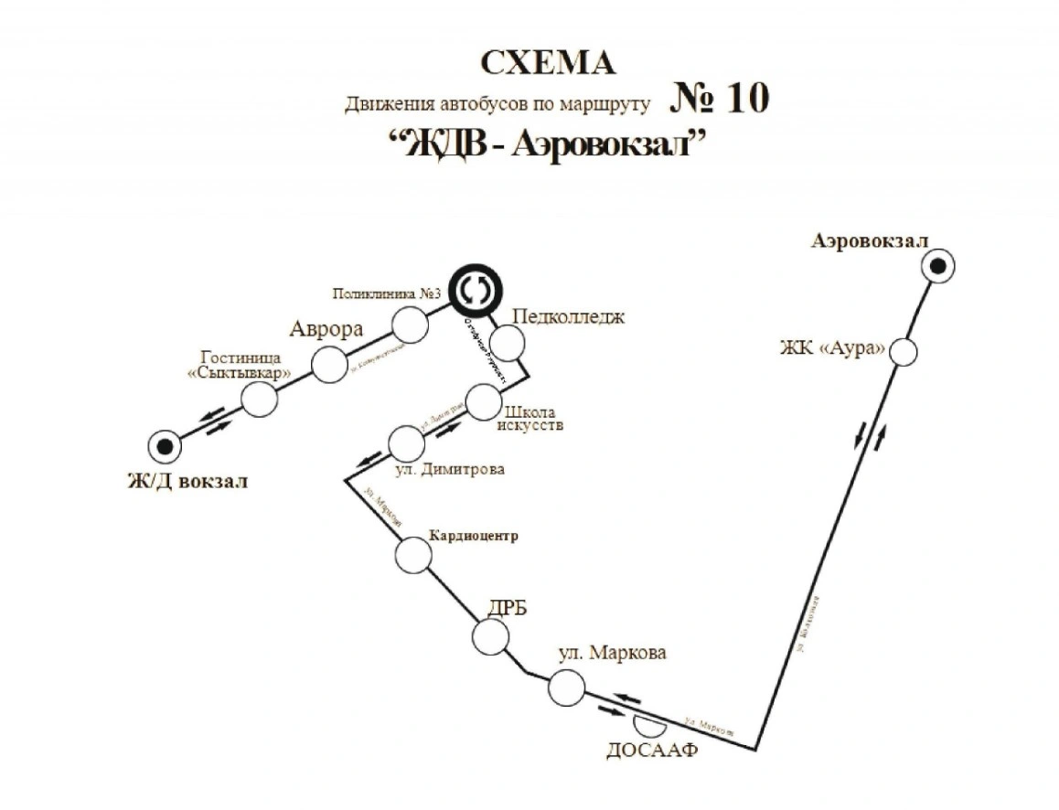 10 ЖДВ - Аэровокзал  - схема