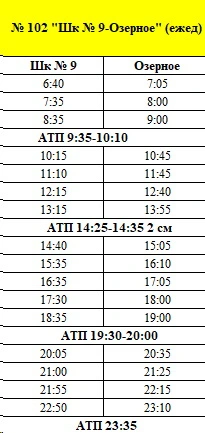 № 102 школа №9 - Озерное