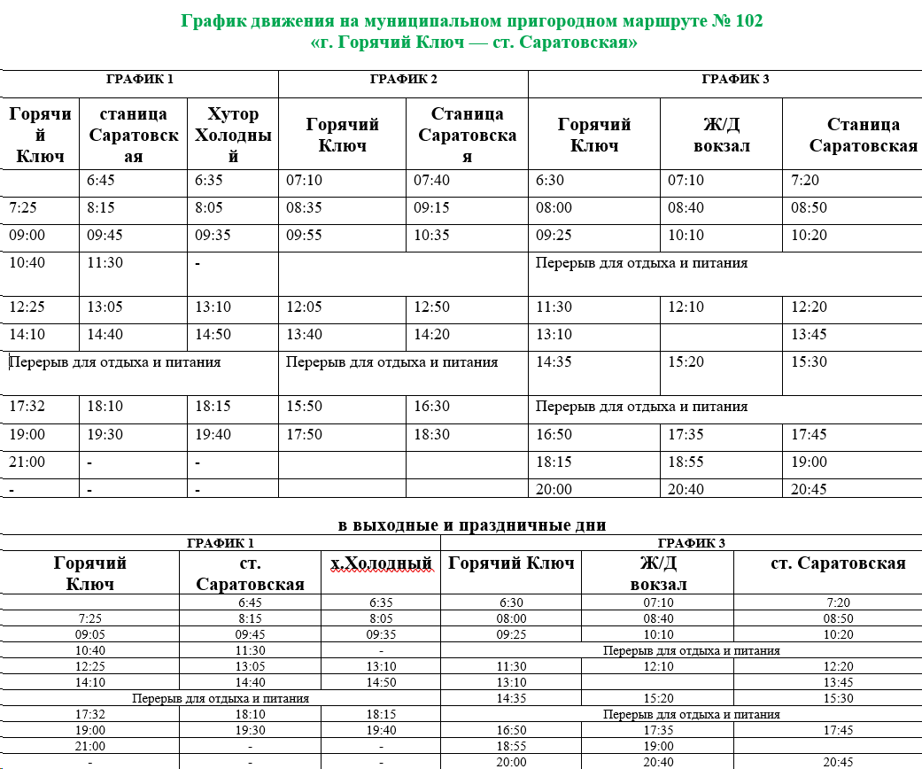 № 102 «г. Горячий Ключ – ст. Саратовская»