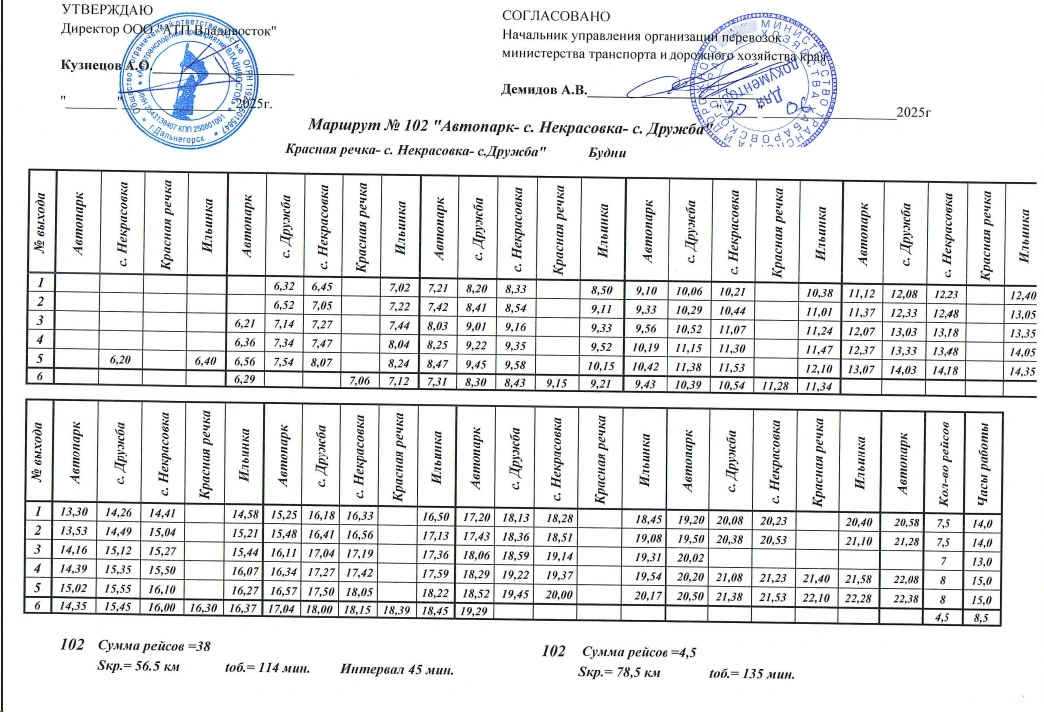 № 102 "Автопарк - с. Некрасовка - с. Дружба"
