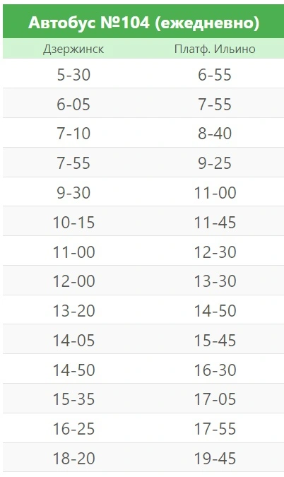 № 104 Дзержинск - Ильино