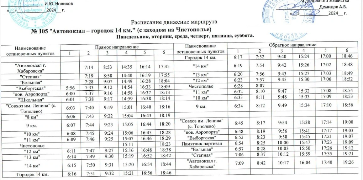 № 105 "г. Хабаровск – городок 14 км"