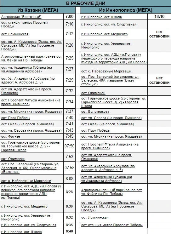 № 106 Казань (Мега) - Иннополис (Мега) - автобус в иннополис