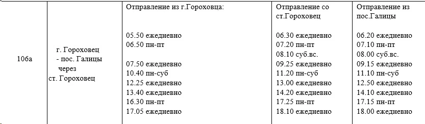 Расписание пригород - Гороховец - Чулково, Золотово, Фоминки