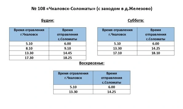 № 108 Чкаловск - Соломаты д. Железово