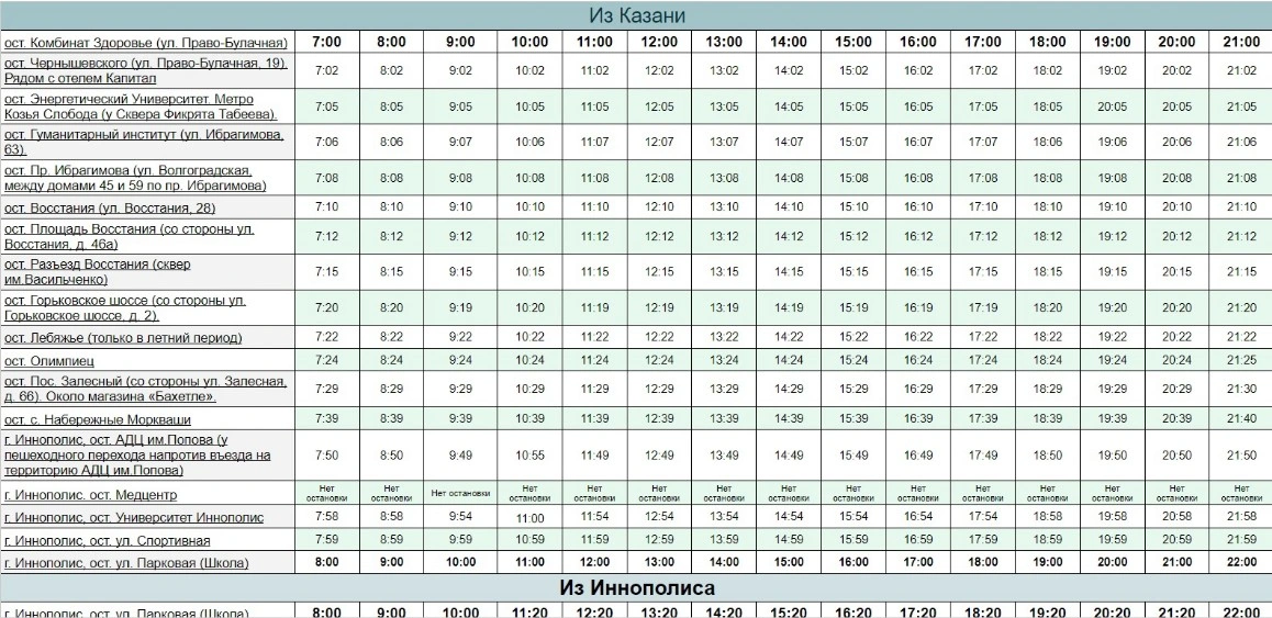 № 108 Комбинат Здоровье - Иннополис - по выходным