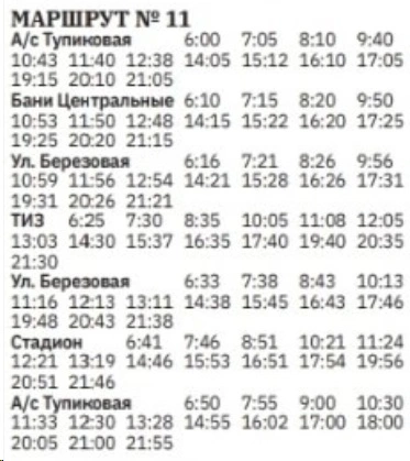 11 А/С Тупиковая - ТИЗ 11 А/С Тупиковая - ТИЗ