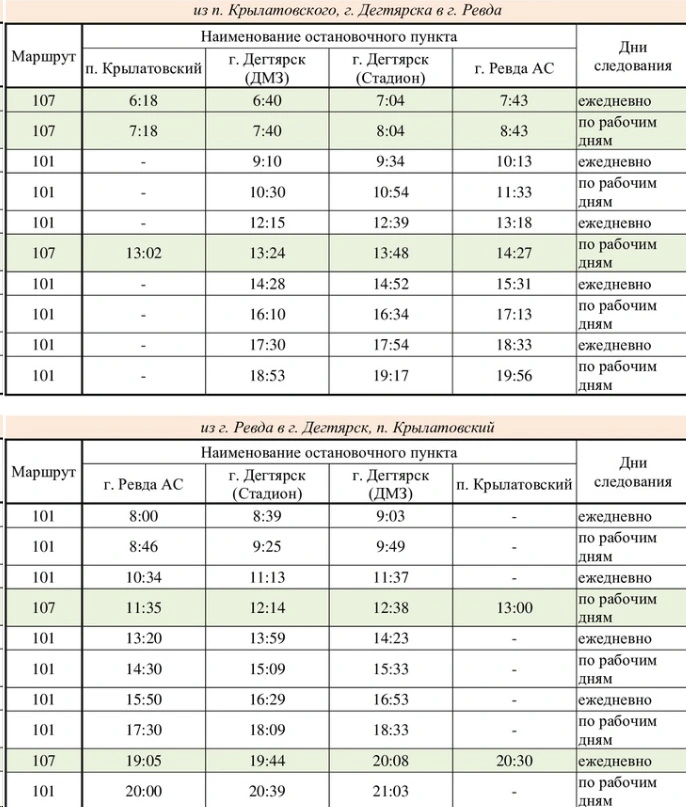 № 101 Дегтярск - Ревда