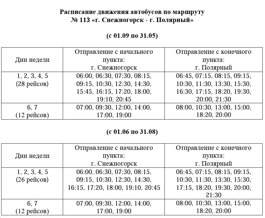 113 Снежногорск - Полярный