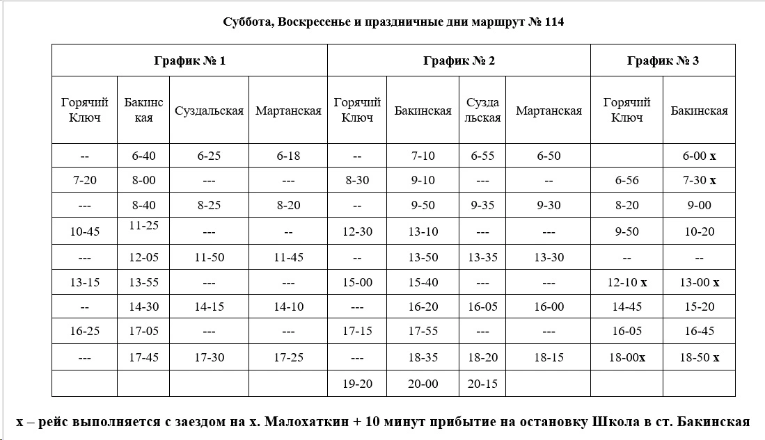 № 114 «г. Горячий Ключ – ст. Бакинская»