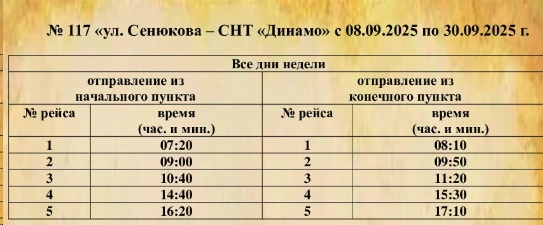 117 Ул. Сенюкова - СНТ Динамо