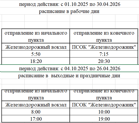 № 118 "Железнодорожный вокзал - ПСОК «Железнодорожник" № 118 "Железнодорожный вокзал - ПСОК «Железнодорожник"