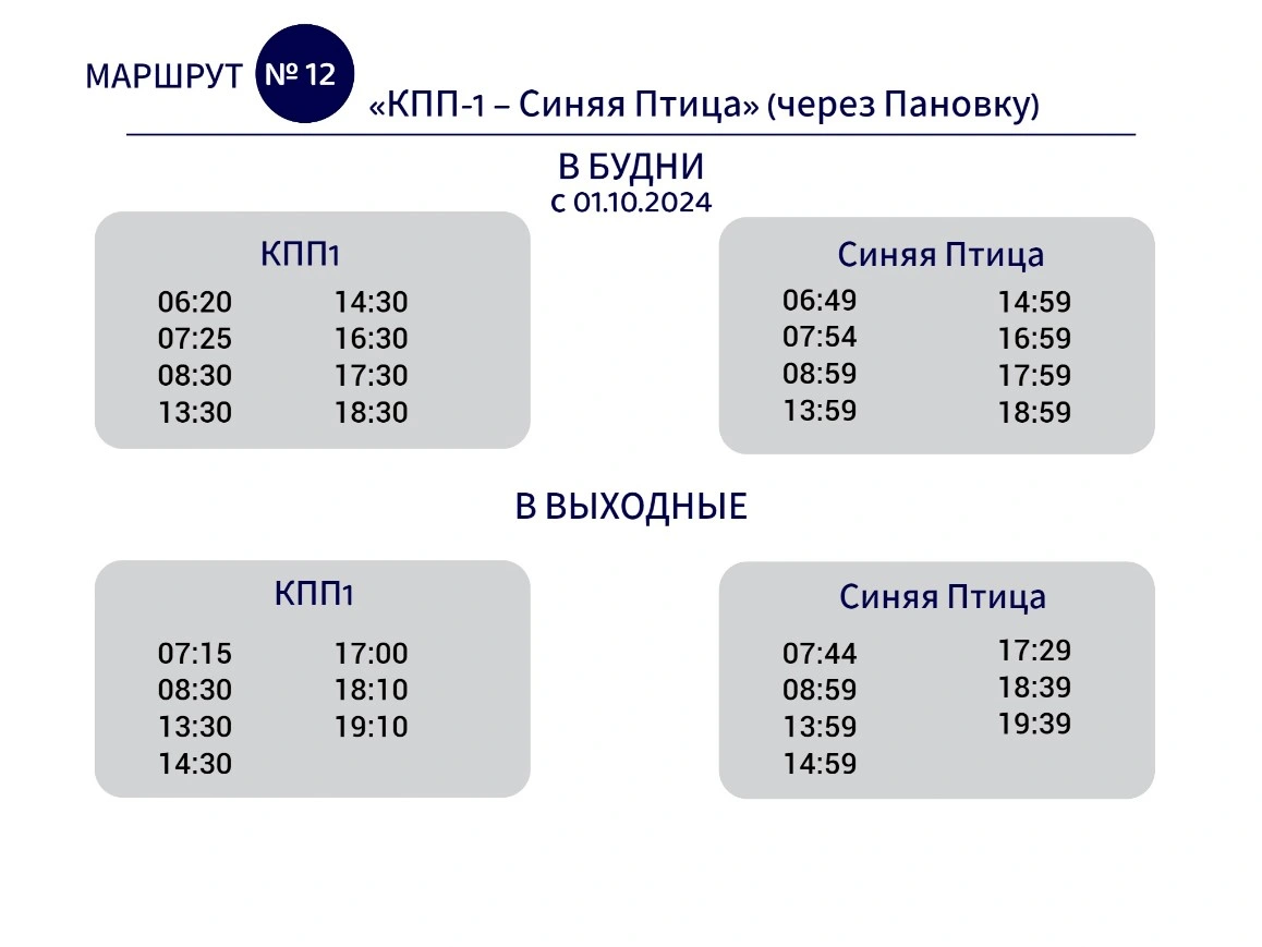 № 12 КПП-1 Синяя Птица