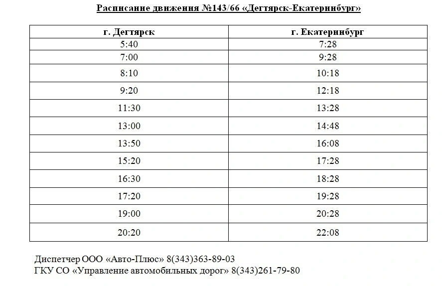 № 143 Дегтярск - Екатеринбург