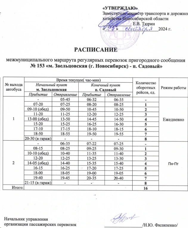 "м.Заельцовская - п.Садовый" 