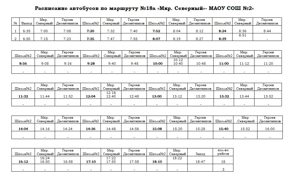 18-А "мкр. Северный» - МАОУ СОШ № 2"