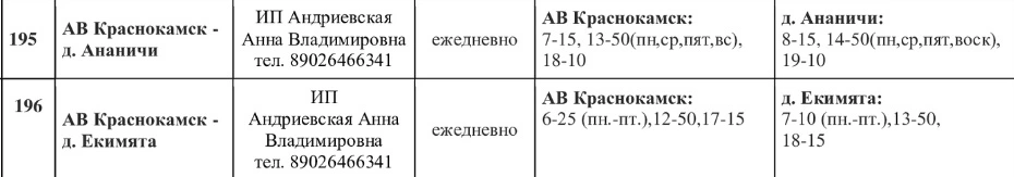 № 196 АВ Краснокамск - д. Екимята