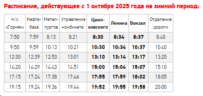 1С «Отделение дороги — Тагилстрой — Рудник — К/с “Горняк”»