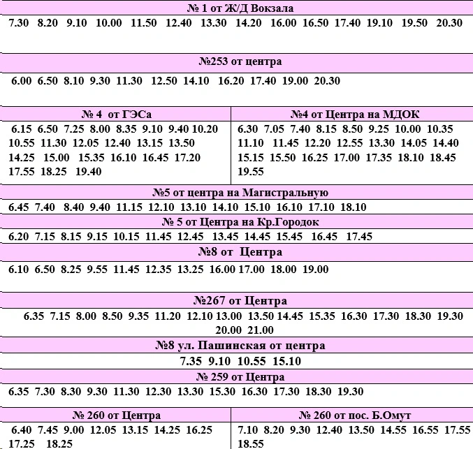 Расписание городских автобусов Вышнего Волочка по выходным
