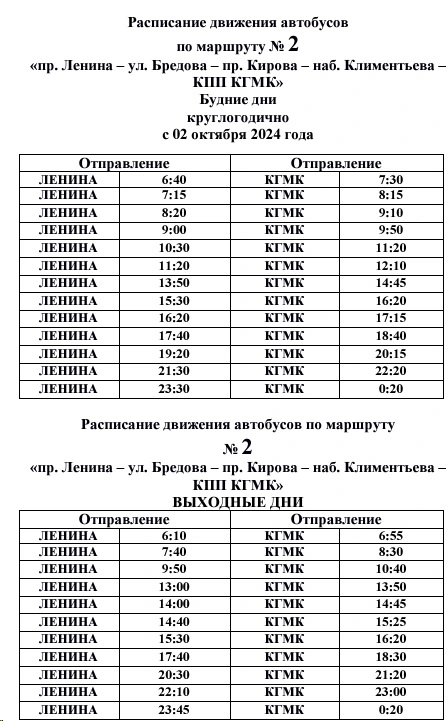 № 2 ул. Кондрикова - КПП КГМК