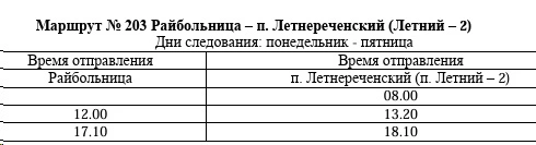  203 Райбольница - п. Летнереченский