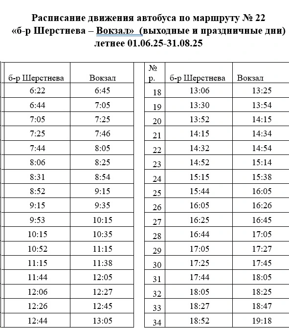 22 «б-р Шерстнева – Вокзал» 