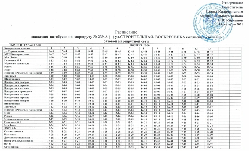№ 239А Строительная - Воскресенка - расписание