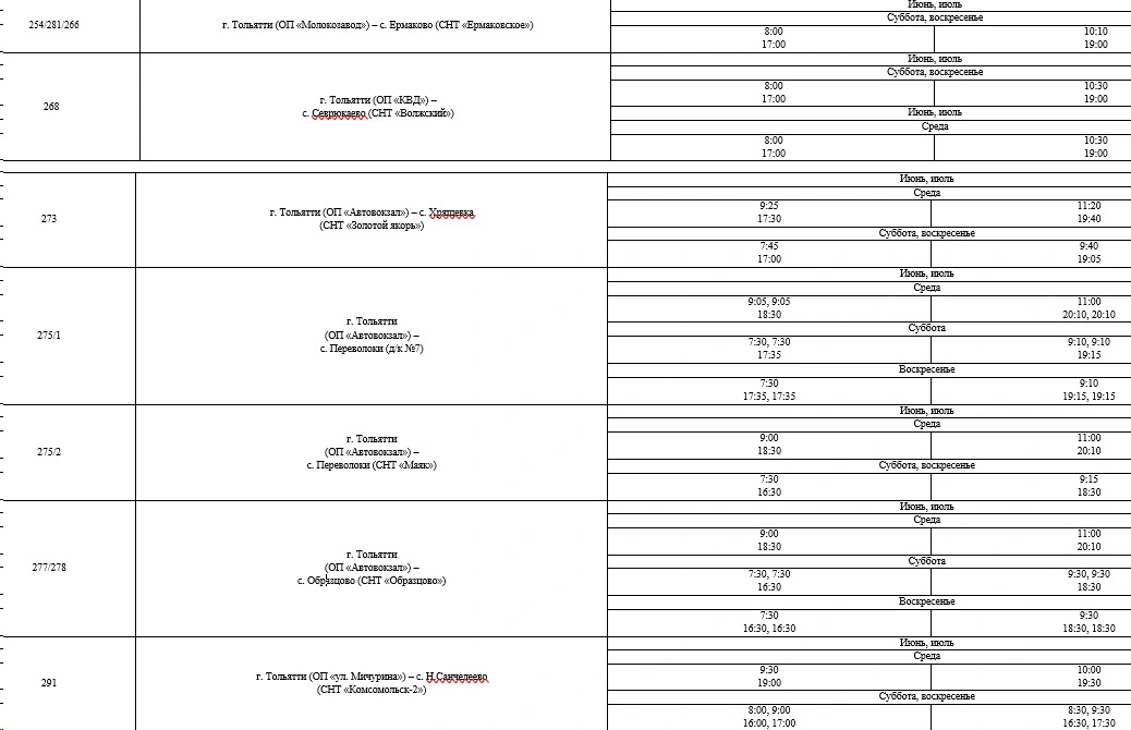 268 г. Тольятти (ТРК «Парк Хаус») - с. Севрюкаево (СНТ «Волжский») 268 г. Тольятти (ТРК «Парк Хаус») - с. Севрюкаево (СНТ «Волжский»)