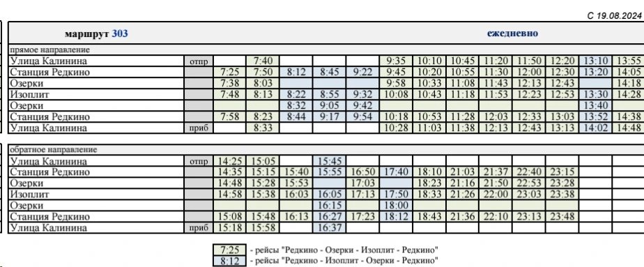 №303 Улица Калинина - Станция Редкино на Озерки, Изоплит