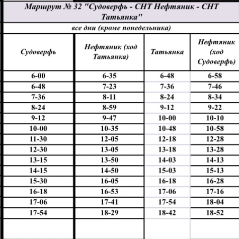 № 32э «Судоверфь – СНТ Нефтяник – СНТ Татьянка» № 32э «Судоверфь – СНТ Нефтяник – СНТ Татьянка»