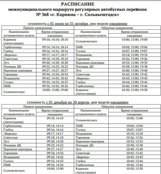 368 Коряжма - Сольвычегодск