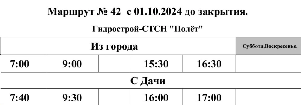 График №42 Гидрострой - СНТ "Полет"