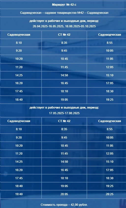№42с Садоводческая (пл. Победы) - ТСН №42 №42с Садоводческая (пл. Победы) - ТСН №42