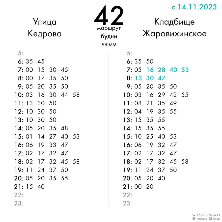 42 ул. Кедрова - Кладбище Жаровихинское