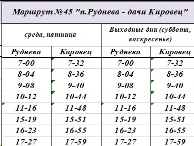 №45э «п.Руднева – дачи Кировец» №45э «п.Руднева – дачи Кировец»