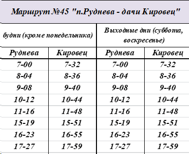 №45э «п.Руднева – дачи Кировец» №45э «п.Руднева – дачи Кировец»