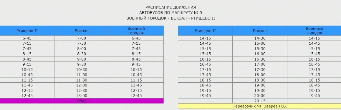 №5 Военный городок - Ртищево-2