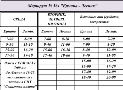 № 56э «Ермана – Лесник»