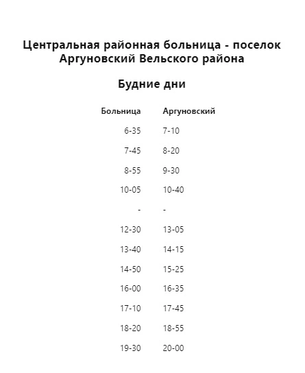 Расписание автобуса №103 в будние дни