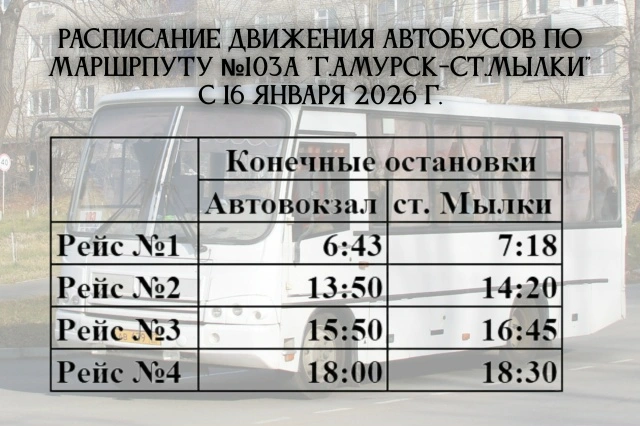  №103 и 103 А «г.Амурск - ст.Мылки» 